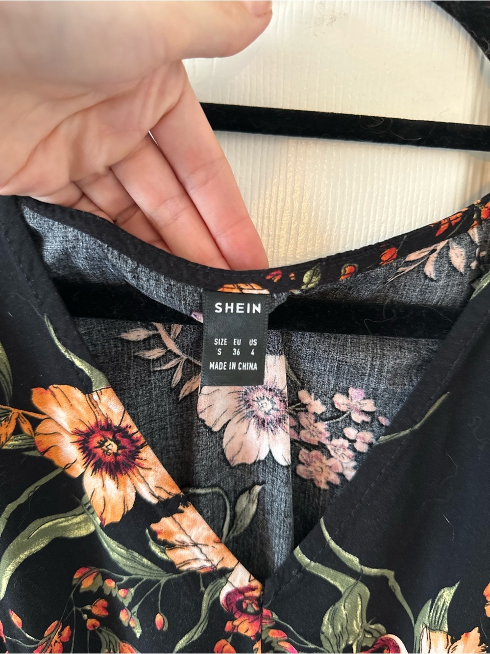SHEIN Black Floral Maxi Dress with Rust & Green Blooms - Picture 8 of 9
